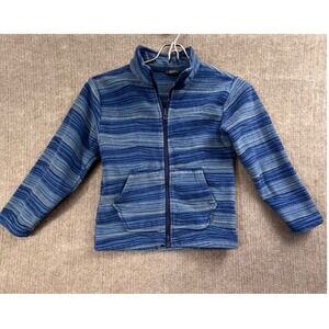 Eddie Bauer Kids Fleece Jacket Full Zip Blue Striped XS (5/6) Outdoor